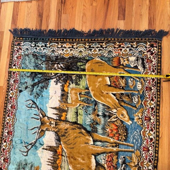 Vintage Itallain Deer Forest Tapestry Wall Hanging Art Rug Blanket - Picture 6 of 7